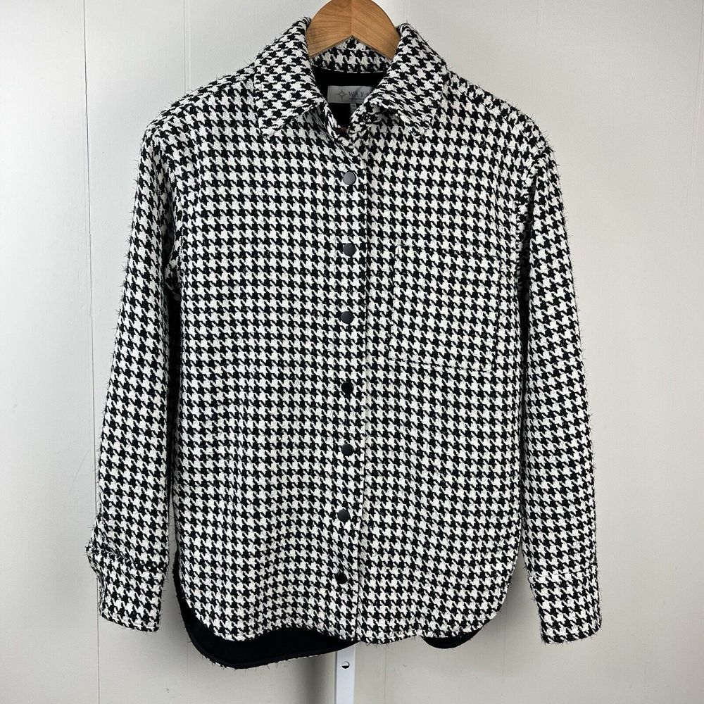 WAYF Where Are You From Shacket Jacket Womens XS Black White Houndstooth